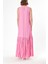 Pembe Eteği Büzgülü Kolsuz Elbise 93745 9