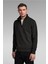 1/4 Fermuarlı Dik Yaka Sweatshirt |şardonlu 3 Iplik | Yaka Üzeri Şerit Detaylı 1