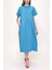 Mavi Bol Kesimli Kısa Kollu Elbise 93389 10