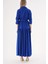Saks Beli Lastikli Uzun Gömlek Elbise 94498 4