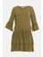 Haki Bol Kesim Fırfırlı Mini Elbise 92395 5