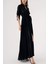 Siyah Büzgülü Beli Lastikli Uzun Gömlek Elbise 94570 6