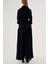 Siyah Büzgülü Beli Lastikli Uzun Gömlek Elbise 94570 9