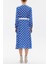 Mavi Kuşaklı Önden Düğmeli Midi Elbise 92666 4