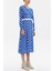 Mavi Kuşaklı Önden Düğmeli Midi Elbise 92666 5