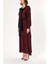 Bordo Düğme Detaylı Elbise 93486 3