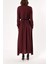 Bordo Düğme Detaylı Elbise 93486 4