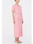 Pembe Kısa Kollu Midi Elbise 92852 2