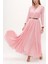 Pembe Bol Kesim Büzgülü Uzun Elbise 93742 10