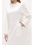 Beyaz Fermuar Detaylı Elbise 93482 3