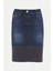 Lacivert Kontrast Dikişli Denim Etek 80488 10