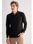 Siyah Polo Yaka Uzun Kol Cepsiz Comfort Fit Pamuklu Triko Kazak 1012255214 1