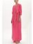 Pembe Bağcıklı Bol Kesim Uzun Elbise 92450 2