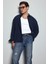Erkek Oversize Uzun Kollu Basic Gömlek Lacivert 1