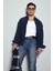 Erkek Oversize Uzun Kollu Basic Gömlek Lacivert 5
