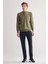 Açık Yeşil Fermuarlı Dik Yaka Uzun Kol Cepsiz Comfort Fit Classic Pamuklu Triko Kazak 1012255201 2
