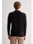 Siyah Fermuarlı Polo Yaka Uzun Kol Cepsiz Comfort Fit Pamuklu Triko Kazak 1012255223 5