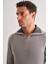 Gri Fermuarlı Yarım Balıkçı Uzun Kol Cepsiz Comfort Fit Casual Pamuklu Triko Kazak 1012255204 4
