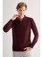 Bordo Polo Yaka Cepsiz Comfort Fit Classic Pamuklu Triko Kazak 1012255007 1