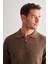 Kahverengi Fermuarlı Polo Yaka Uzun Kol Cepsiz Comfort Fit Casual Pamuklu Triko Kazak 1012255202 4
