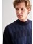 Koyu Lacivert Yarım Balıkçı Yaka Uzun Kol Cepsiz Comfort Fit Pamuklu Triko Kazak 1012255212 4