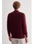 Bordo Fermuarlı Dik Yaka Uzun Kol Cepsiz Comfort Fit Classic Pamuklu Triko Kazak 1012255201 5