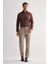 Koyu Bej Yan Cep Düz Paça Pamuklu Comfort Fit Chino Casual Pantolon 1003255166 2