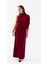 Kadın Bordo Tek Omuz Drape Detaylı Uzun Elbise 2