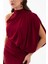 Kadın Bordo Tek Omuz Drape Detaylı Uzun Elbise 4
