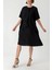 Siyah Kontrast Dikiş Detaylı Bol Kesim Elbise 94277 1