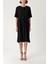 Siyah Kontrast Dikiş Detaylı Bol Kesim Elbise 94277 2