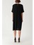 Siyah Kontrast Dikiş Detaylı Bol Kesim Elbise 94277 4