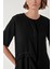 Siyah Kontrast Dikiş Detaylı Bol Kesim Elbise 94277 5