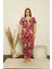 Kadın Pamuklu Cepli Kısa Kol Büyük Beden Pijama Takım Fuşya 2