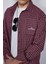 Erkek Oversize Ekose Uzun Kollu Gömlek Bordo 2