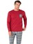 6107 Erkek Bordo Uzun Kollu Bisiklet Yaka Pijama Takımı 1