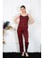 Kadın Ip Askılı Kırmızı Ekoseli Pijama Takım 1