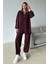 Yakası Fermuar Detaylı Premium Örme Kumaş Tunik Pantolon Takım Bordo 9375-TK 7