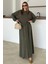 Bisiklet Yaka Premium Kumaş Sweat Etek Takım Haki 9383-TK 10