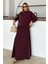 Bisiklet Yaka Premium Kumaş Sweat Etek Takım Bordo 9383-TK 6