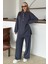 Gömlek Yaka Premium Örme Kumaş Tunik Pantolon Takım Indigo 9374-TK 8