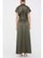 Haki Belden Bağlamalı Uzun Elbise 92982 4