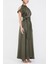 Haki Belden Bağlamalı Uzun Elbise 92982 5