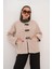 Çift Cepli Deri Toka Detaylı Bej Ceket SRP1057-1 2