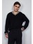 Erkek V Yaka Oversize Kontrast Detaylı Kazak Siyah 5