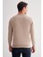Açık Bej Bisiklet Yaka Uzun Kol Cepsiz Comfort Fit Classic Yünlü Triko Kazak 1012255207 5