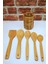 Yuvarlak Bambu Standlı - Ahşap Kaşık Spatula Servis Seti -6 Parça 2