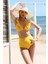 Kadın Fırfırlı Yüksek Bel Sarı Bikini 2
