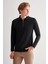 Siyah Uzun Kol Fermuarlı Yaka Cepsiz Slim Fit Triko 1012255150 3