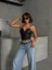 Ip Askılı Yandan Fermuarlı Rastale Deri Crop Siyah S24113 3